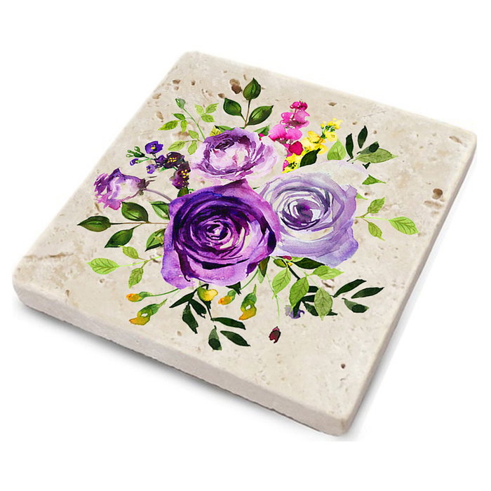 Hermia TBA527666866 Felpudo de Cristal de Piedra Natural 100% (4 Piezas) 10 x 10 x 1 cm Tonos Tierra